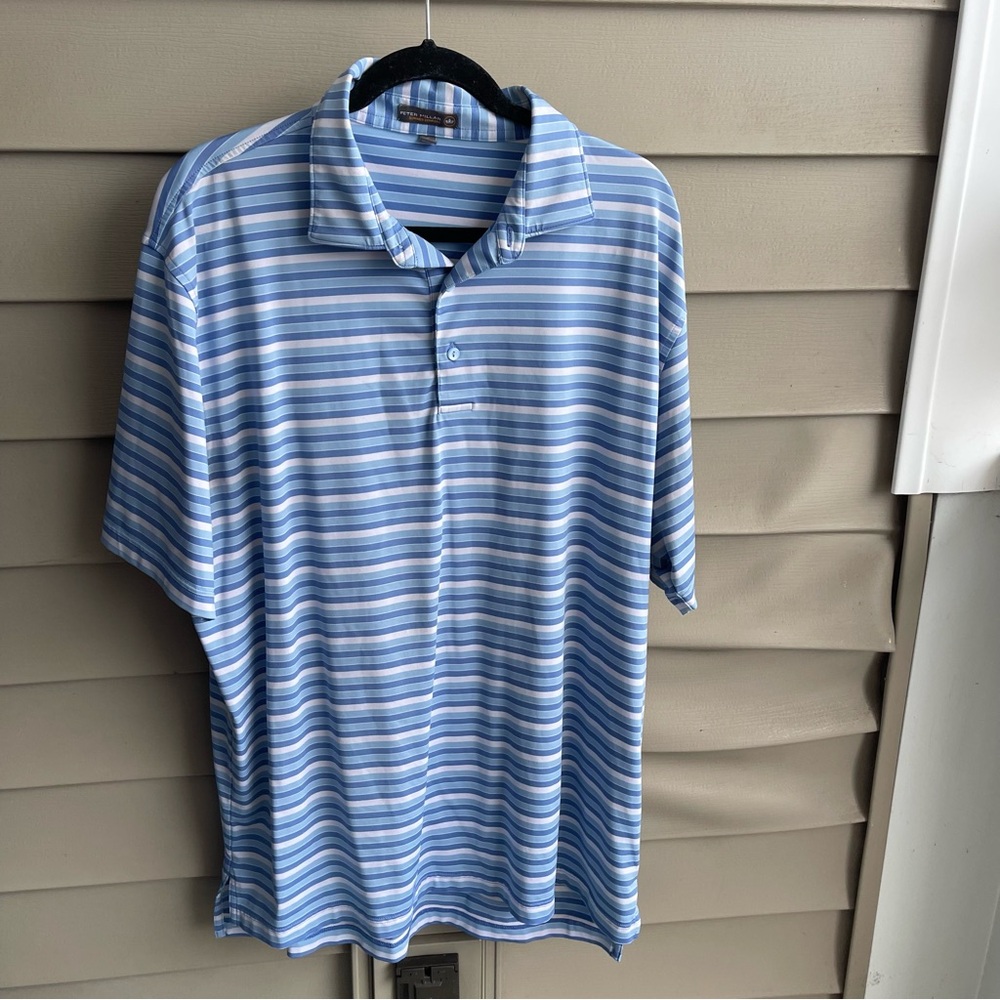 PETER MILLAR Mens Gold Shirt‎ XL Summer Comfort Mens Club Championship Blue